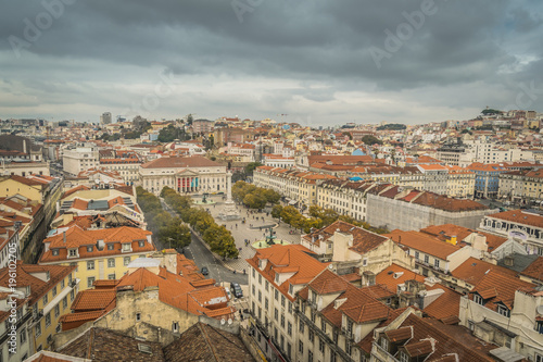 LISBON / PORTUGAL - FEBRUARY 17 2018: VIEW ON LISBON CITY FROM ABOVE. ROOFS.