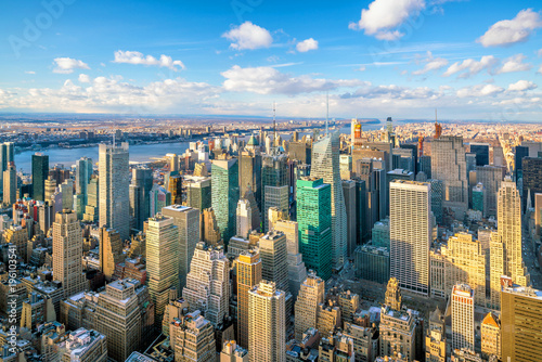 Aerial view of Manhattan skyline, New York City