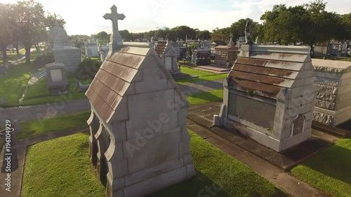 Between Large Tombs Revealing Large Lush New Orleans Cemetery