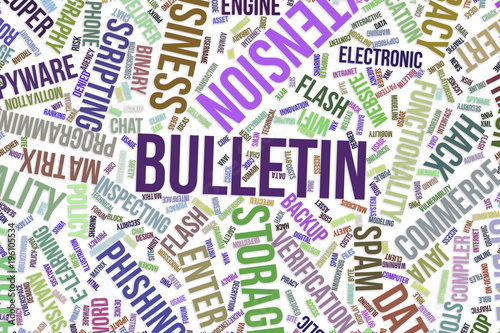 Bulletin, conceptual word cloud for business, information technology or IT.