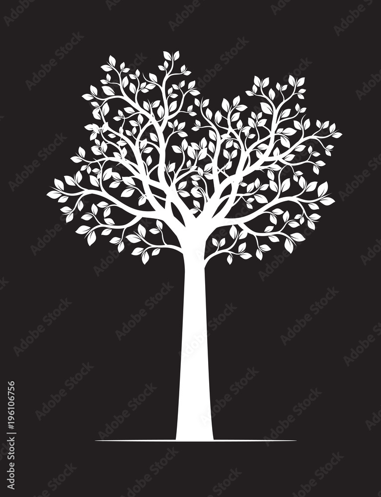 Fototapeta premium White Tree with Leaves. Vector Illustration.
