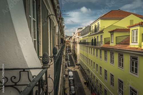 LISBON / PORTUGAL - FEBRUARY 17 2018: VIEW FROM BALCONY AT OLD CITY OF LISBON