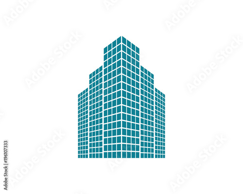 blue building icon skyscraper cityscape architecture construction image vector