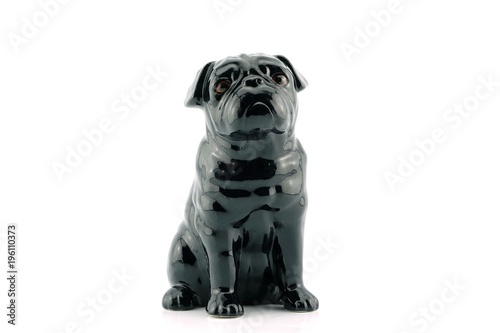 Black dog statue On a isolated white background.