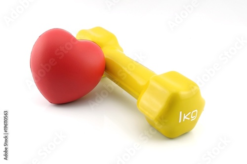 Using dumbbell exercises. To stay healthy. isolated on white background.