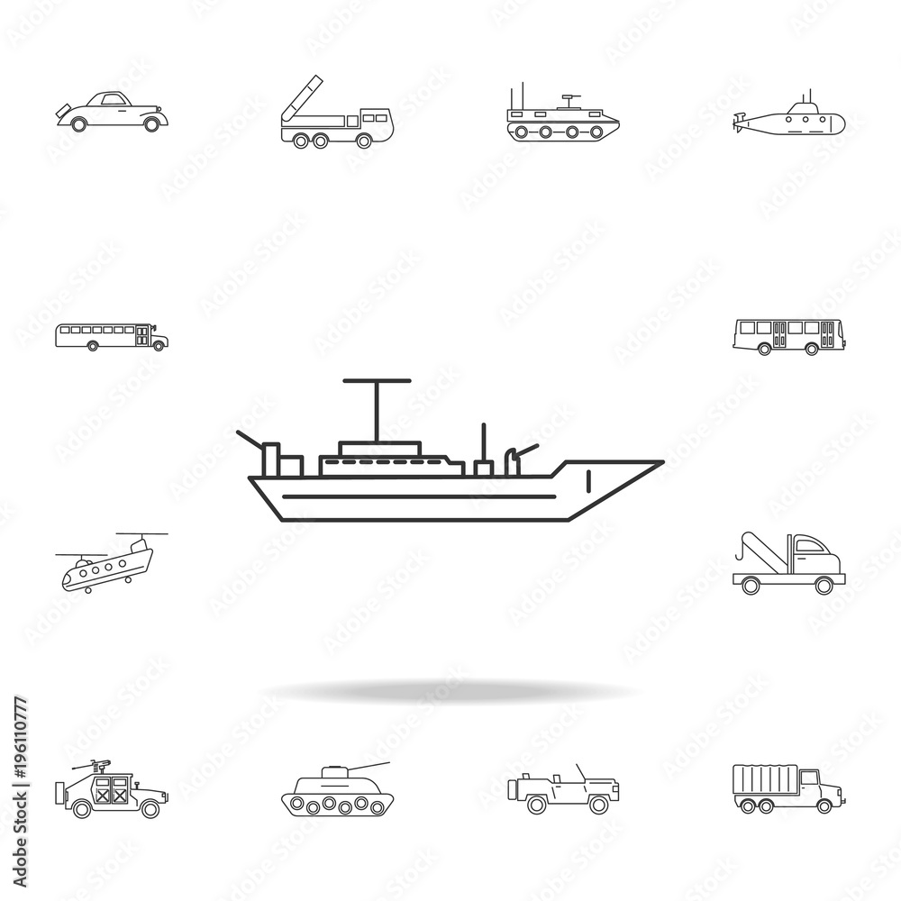 Battleship line icon. Detailed set of transport outline icons. Premium quality graphic design icon. One of the collection icons for websites, web design, mobile app
