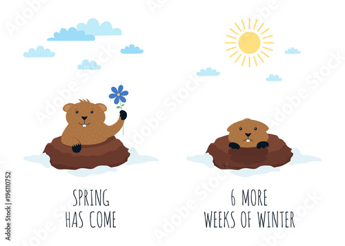 Canvas-taulu Groundhod day vector greeting card