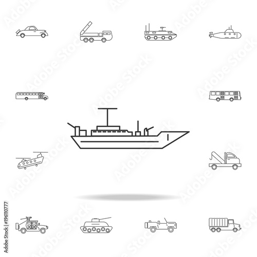 Battleship line icon. Detailed set of transport outline icons. Premium quality graphic design icon. One of the collection icons for websites, web design, mobile app