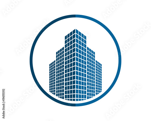 building architecture icon blue skyscraper cityscape architecture construction image vector