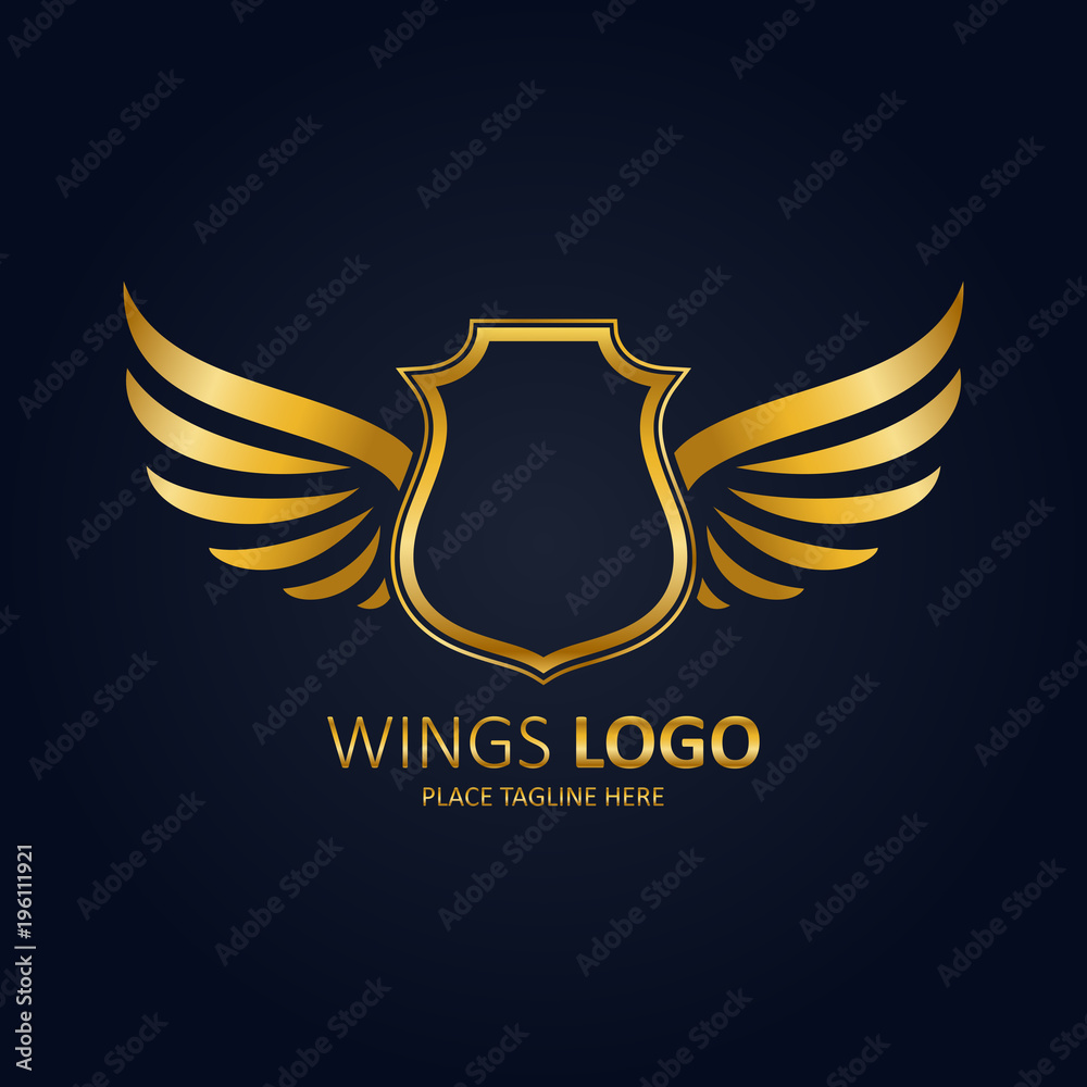 Obraz premium Winged shield gold template