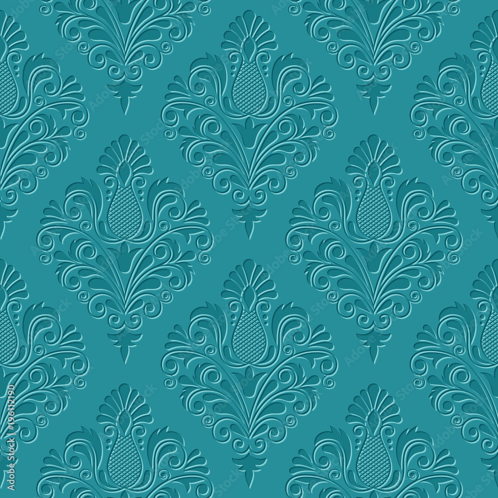 Fototapeta premium Vintage damask seamless pattern. Classical luxury texture for wallpapers, wrapping, textile. Vector Illustration