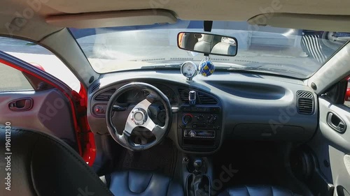 Wallpaper Mural View from inside of expensive sports car with leather interior and turbo force Torontodigital.ca