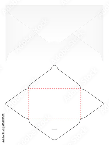 Envelope die cut mock up template Vector 
