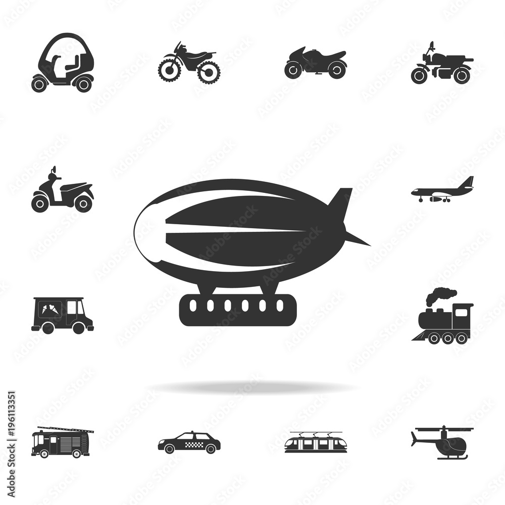 Fototapeta premium Airship zeppelin icon. Detailed set of transport icons. Premium quality graphic design. One of the collection icons for websites, web design, mobile app