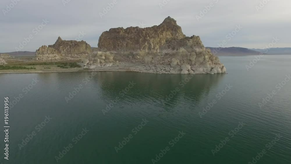 Flying Over Desert Lake Towards Alien Promontory Flying Over Desert Lake Towards Alien Promontory