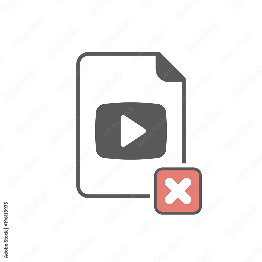 Video icon with cancel sign. Video icon and close, delete, remove symbol Video icon with cancel sign. Video icon and close, delete, remove symbol