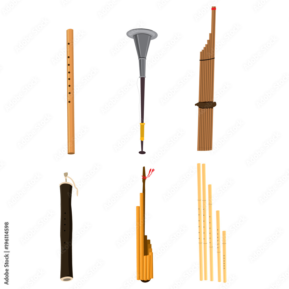 Musical instrument, Folk art, flute, Thailand vector. Stock Vector | Adobe  Stock