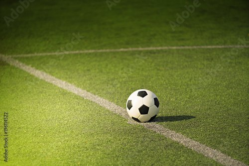 Soccer or Football on green field with light beam © ittipol