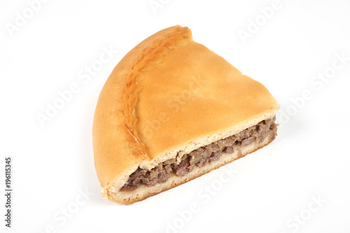 meat pie with a beef, isolated on white background