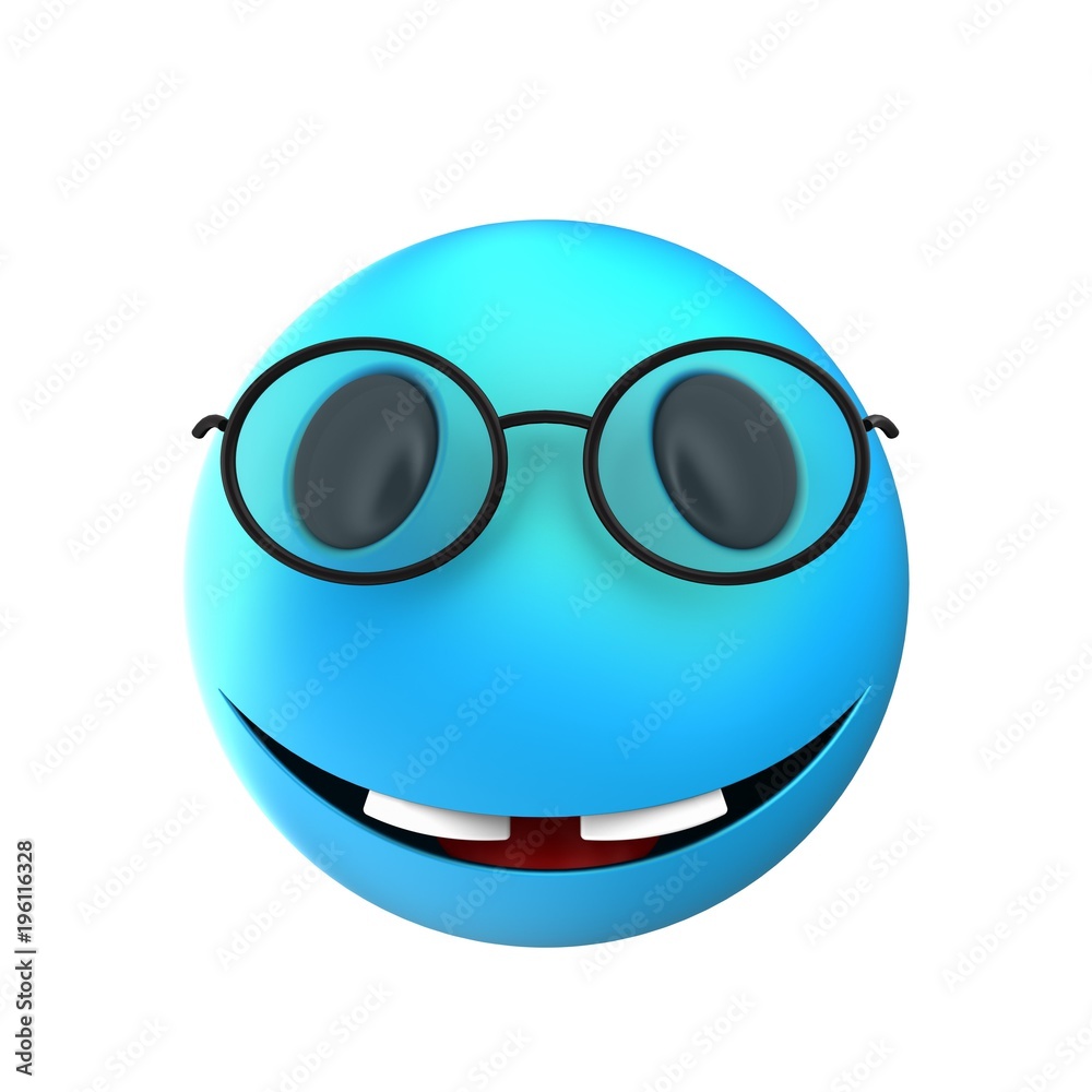 Naklejka premium 3d blue emoticon smile