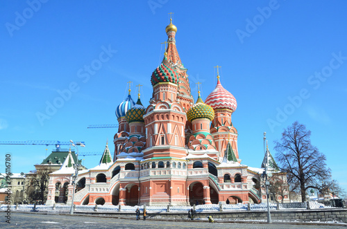 Храм Василия Блаженного в Москве ранней весной photo