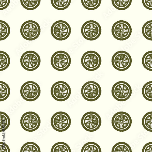 Car wheel vector illustration on a seamless pattern background