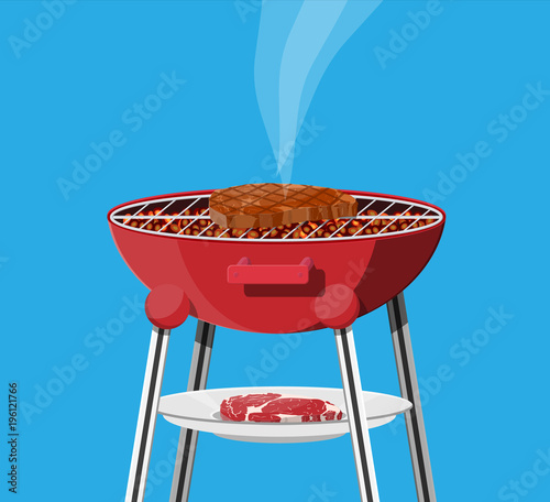 Round barbecue grill. Bbq icon. Electric grill.
