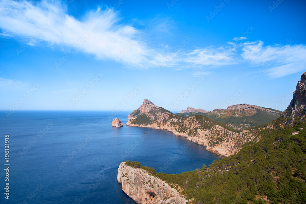 Beautiful romantic views of the sea and mountains. Cap de formentor - coast of Mallorca, Spain - Europe.