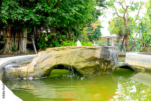 Artificial fountains are created to enhance the surrounding atmosphere.