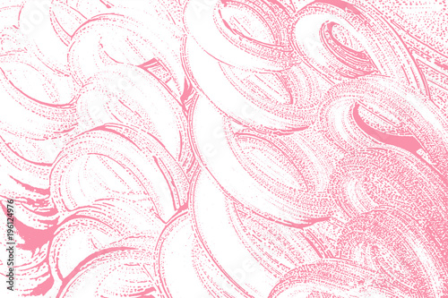 Natural soap texture. Alluring bright pink foam trace background. Artistic charming soap suds. Cleanliness, cleanness, purity concept. Vector illustration.