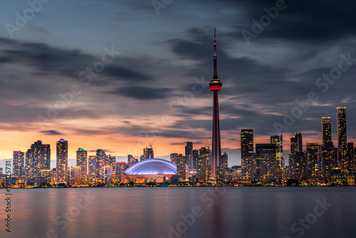 Modern buildings in Toronto city skyline at night, Ontario, canada