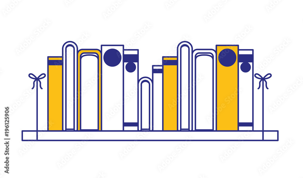 Obraz premium pile books library in wooden ledge vector illustration design