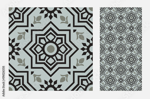 vintage tiles patterns antique seamless design in Vector illustration