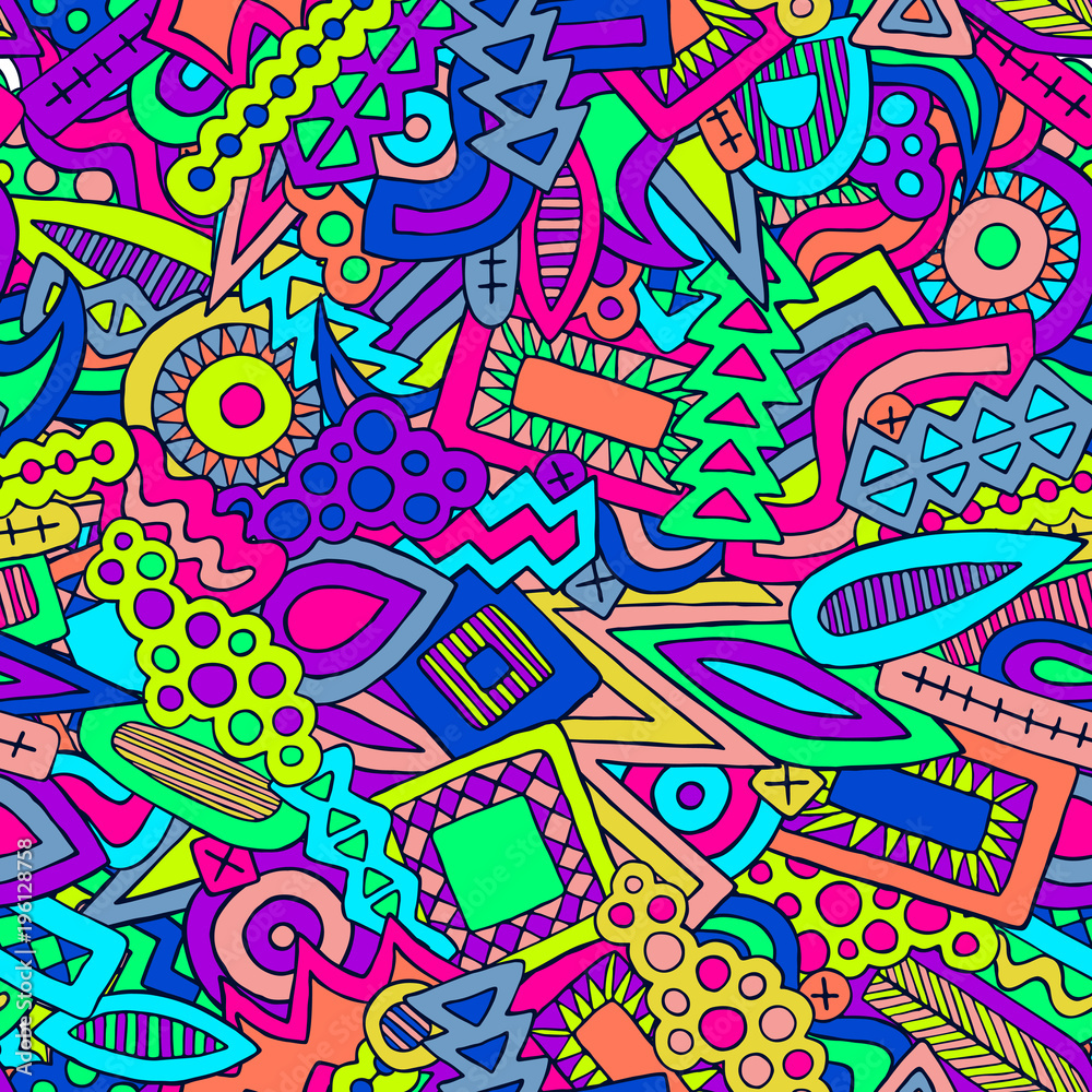 Doodle abstract ethnic elements trendy summer pattern 2