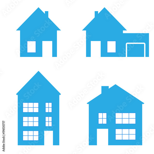 Home icon. Set. Vector illustration. Flat design.