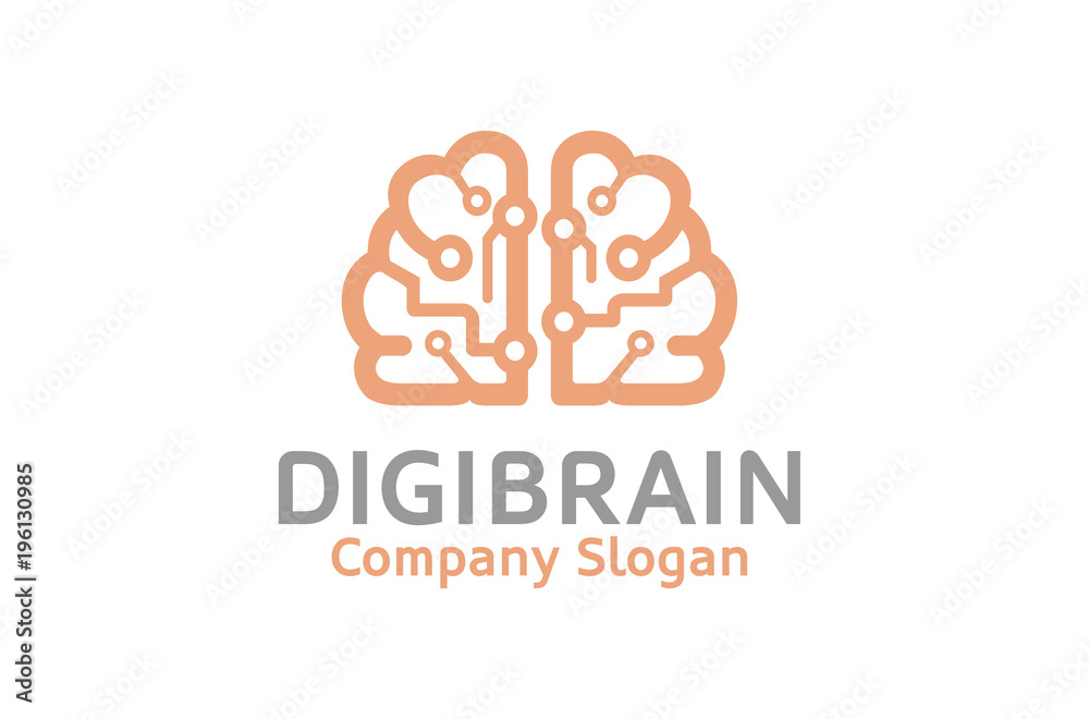 Fototapeta premium Creative Pinky Brain Technology Logo Design Illustration