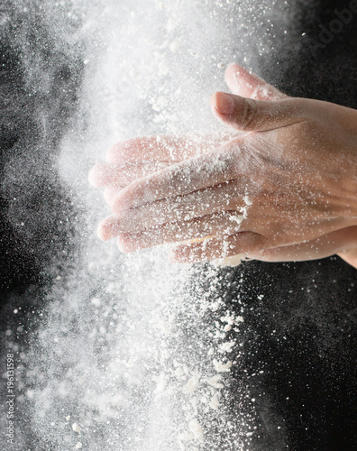 hands with flour work