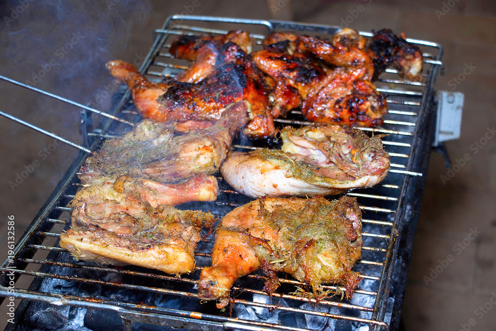 Grilled chicken legs on fire, Pune