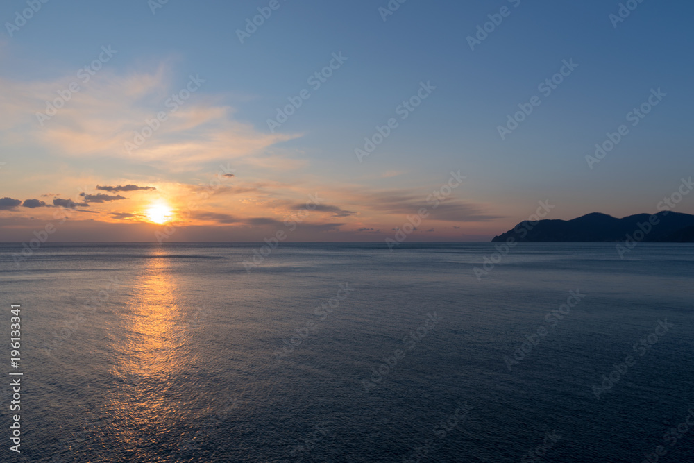 Seascape during sunset, Cinque Terre, Italy