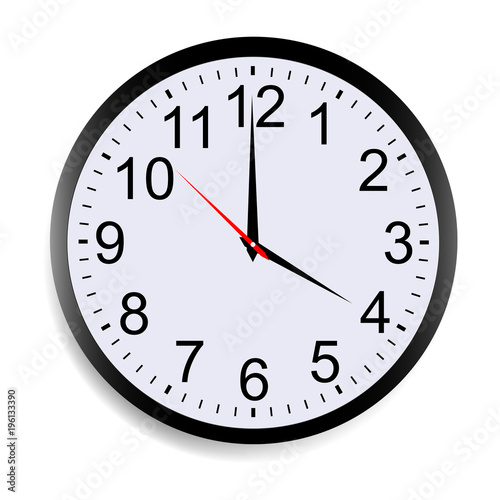 Round clock face showing four o'clock isolated on white background. Vector illustration