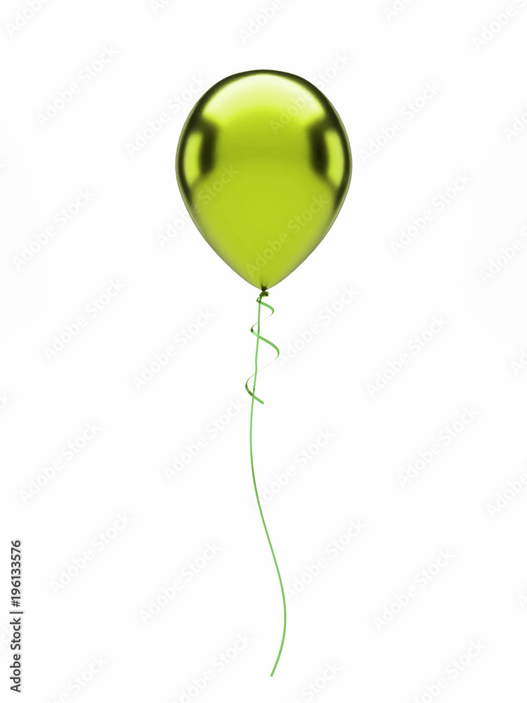 Yellow green metallic balloon isolated on white background. 3D illustration of celebration, party balloons Yellow green metallic balloon isolated on white background. 3D illustration of celebration, party balloons