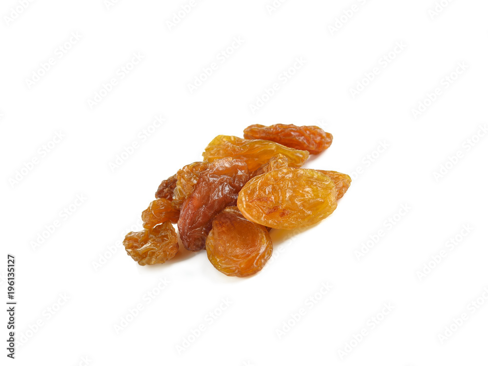 Dried raisins on a white background Dried raisins on a white background