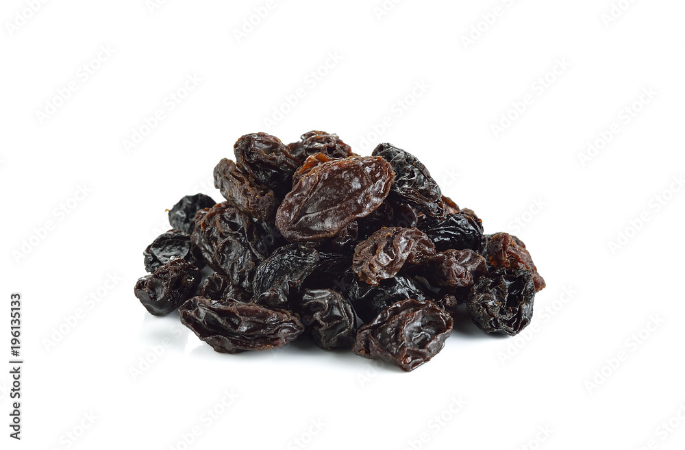 Dried raisins on a white background Dried raisins on a white background