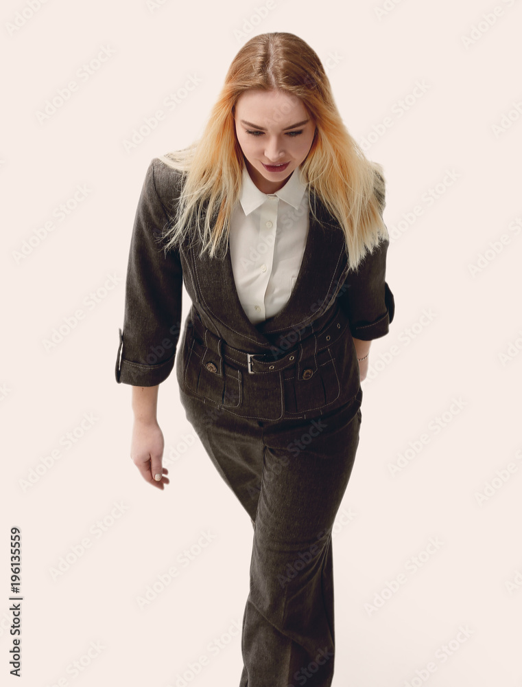 view from the top.young business woman walking forward view from the top.young business woman walking forward