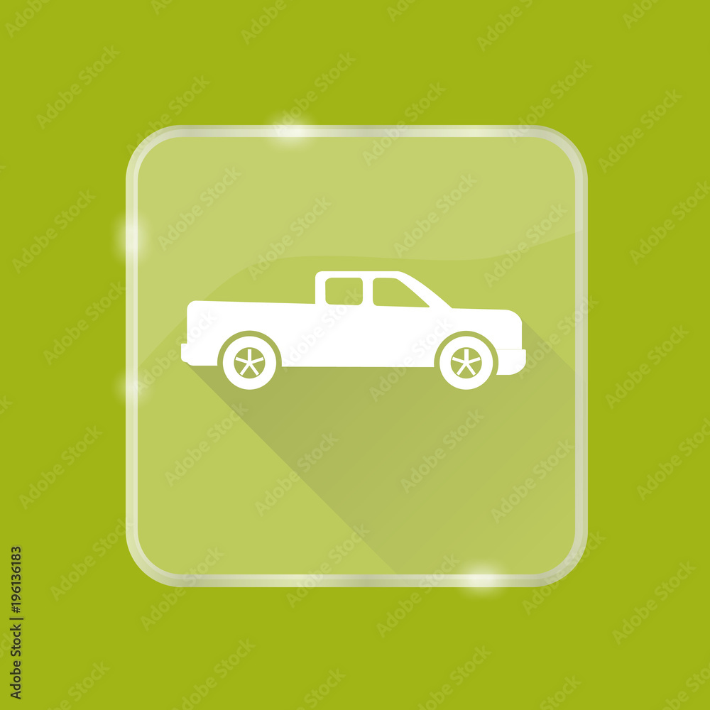 Flat style pickup truck silhouette icon