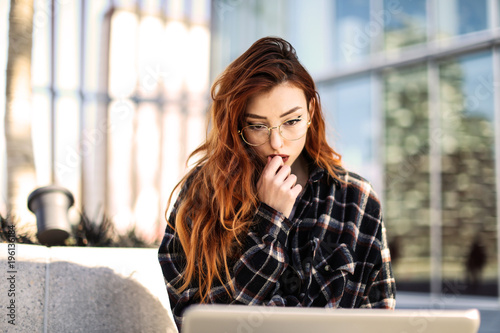 Pretty girl using a laptop