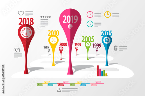 Colorful Vector Timeline Laout. Infographic Template with Years. Business Creative Technology Roadmap. photo