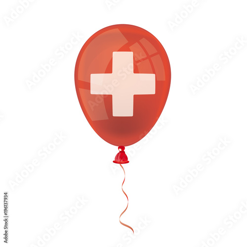 Roter Luftballon mit einem hellen Kreuz