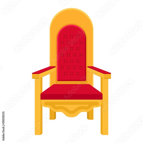 Red royal throne. King throne or armchair icon in flat style isolated on white background. Vector illustration