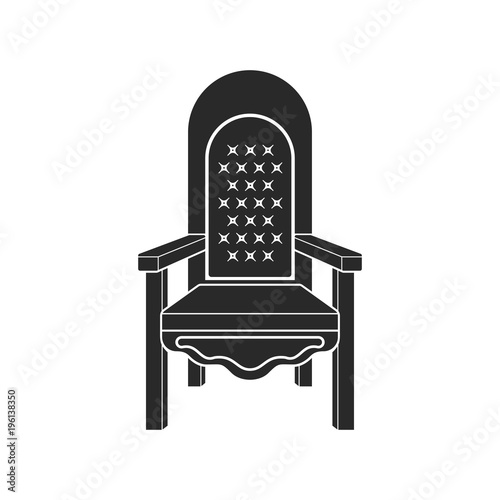 Royal throne icon. King throne or armchair icon in flat style isolated on white background. Vector illustration